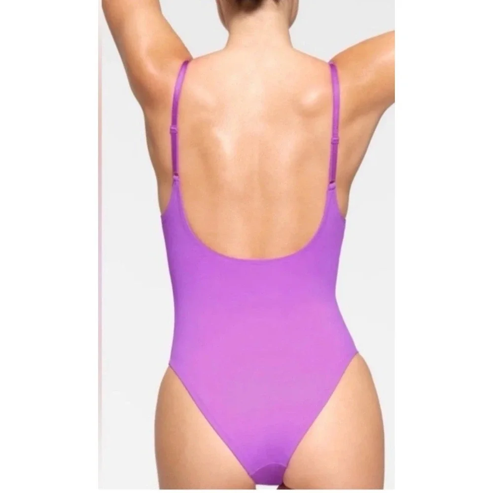 Skims Recycled Nylon Spandex Scoop Neck One Piece Tank Violet Women's Size XXS